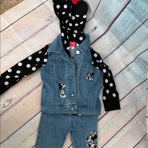 Minnie mouse 2t denim jacket and jeans